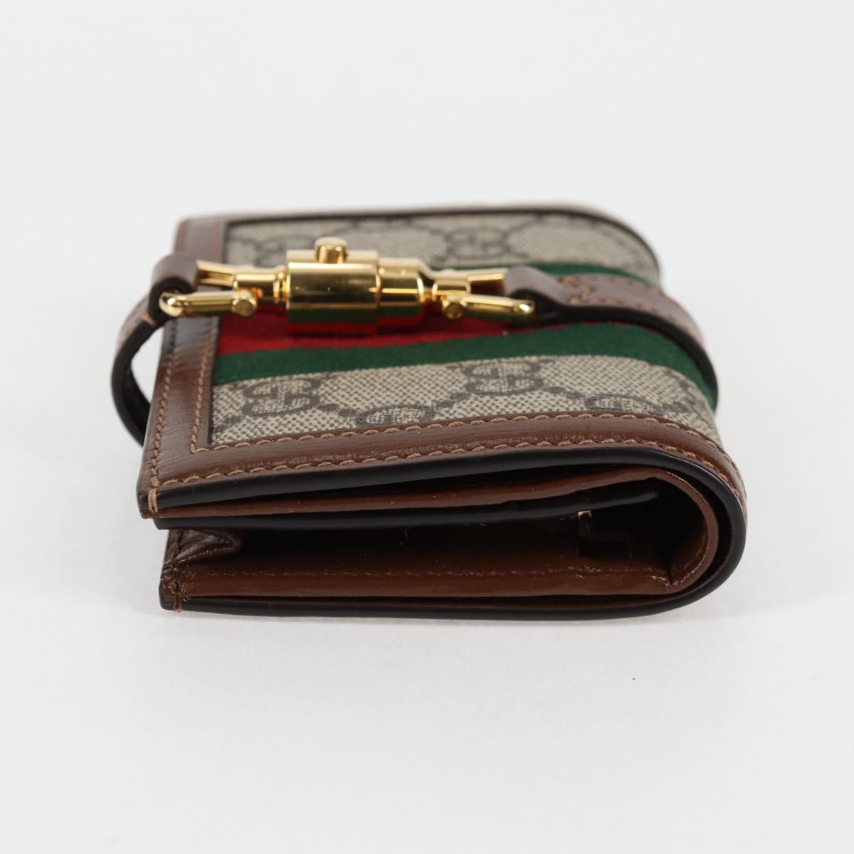 GUCCI GG Supreme Jackie WebbSherry Line Wallet PVC Beige 203495 Auth ki5817V