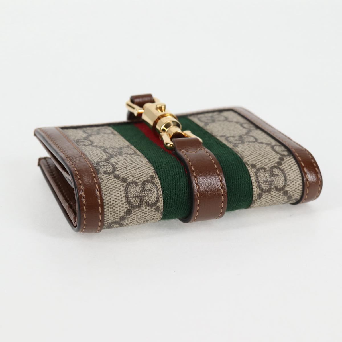 GUCCI GG Supreme Jackie WebbSherry Line Wallet PVC Beige 203495 Auth ki5817A