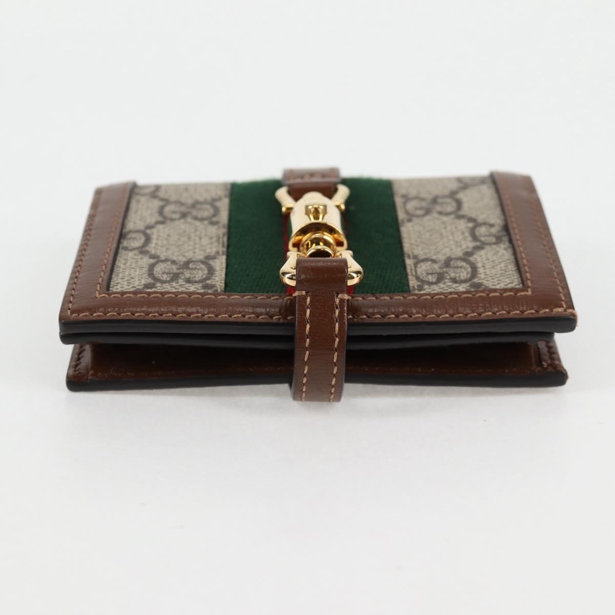 GUCCI GG Supreme Jackie WebbSherry Line Wallet PVC Beige 203495 Auth ki5817V