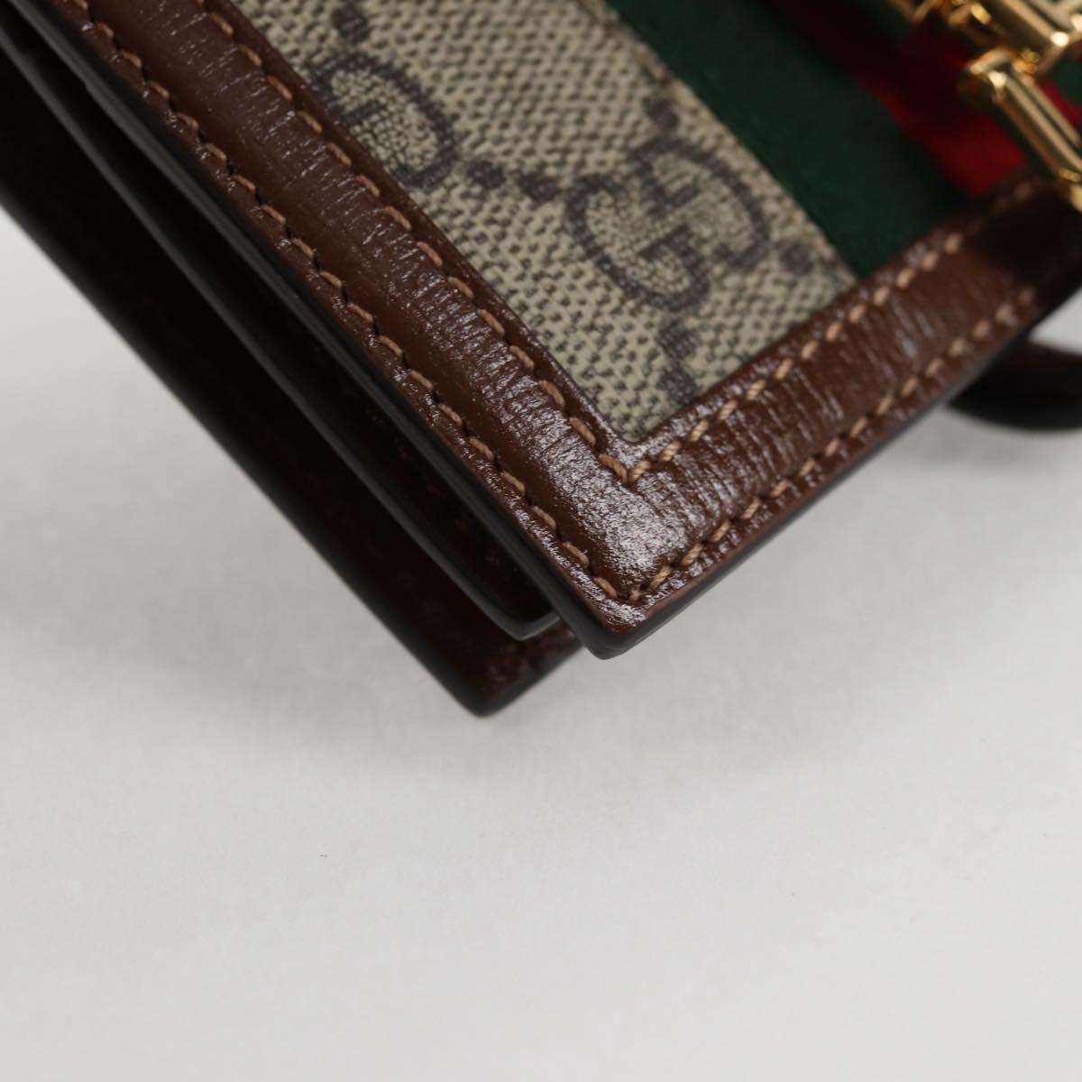 GUCCI GG Supreme Jackie WebbSherry Line Wallet PVC Beige 203495 Auth ki5817V