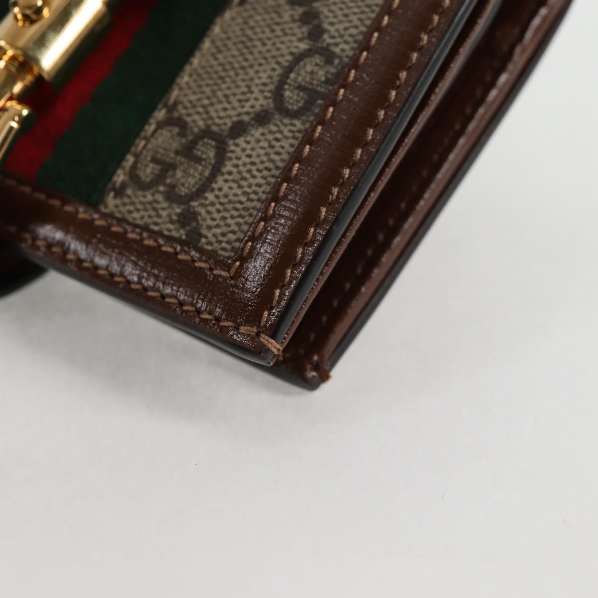 GUCCI GG Supreme Jackie WebbSherry Line Wallet PVC Beige 203495 Auth ki5817V