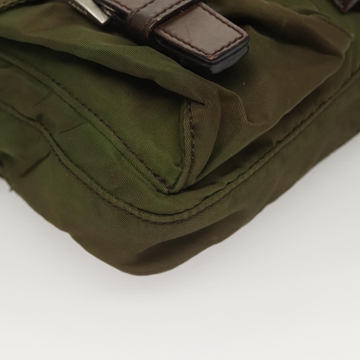 PRADA Waist bag Nylon Khaki Silver Auth ki5828