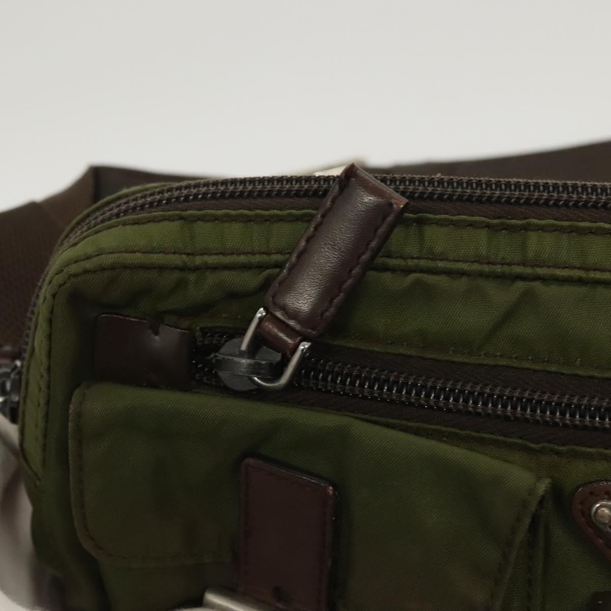 PRADA Waist bag Nylon Khaki Silver Auth ki5828