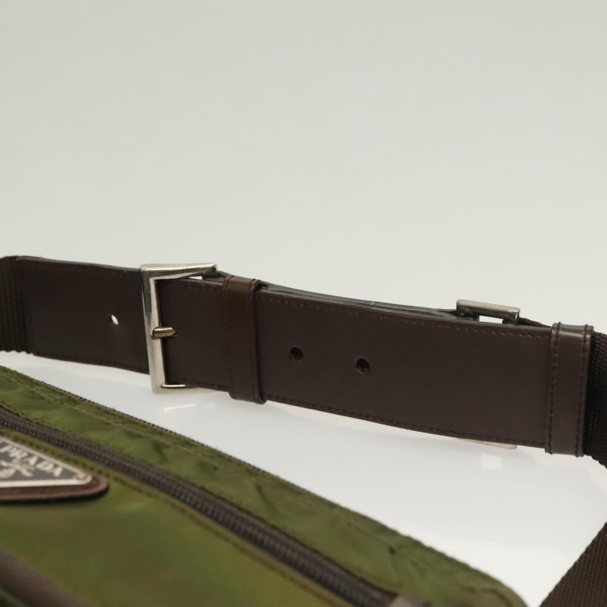 PRADA Waist bag Nylon Khaki Silver Auth ki5828