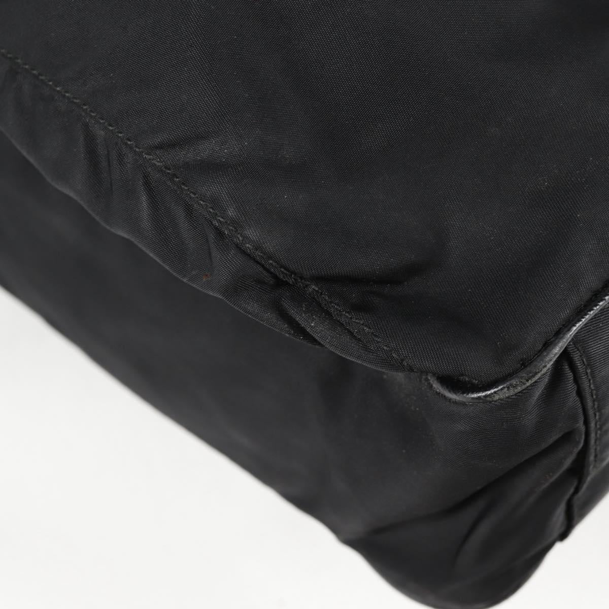 PRADA Tote Bag Nylon Black Silver Auth ki5831