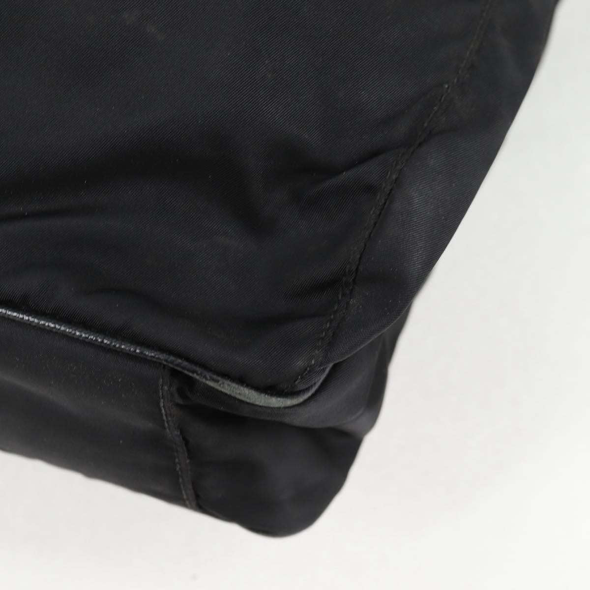 PRADA Tote Bag Nylon Black Silver Auth ki5831