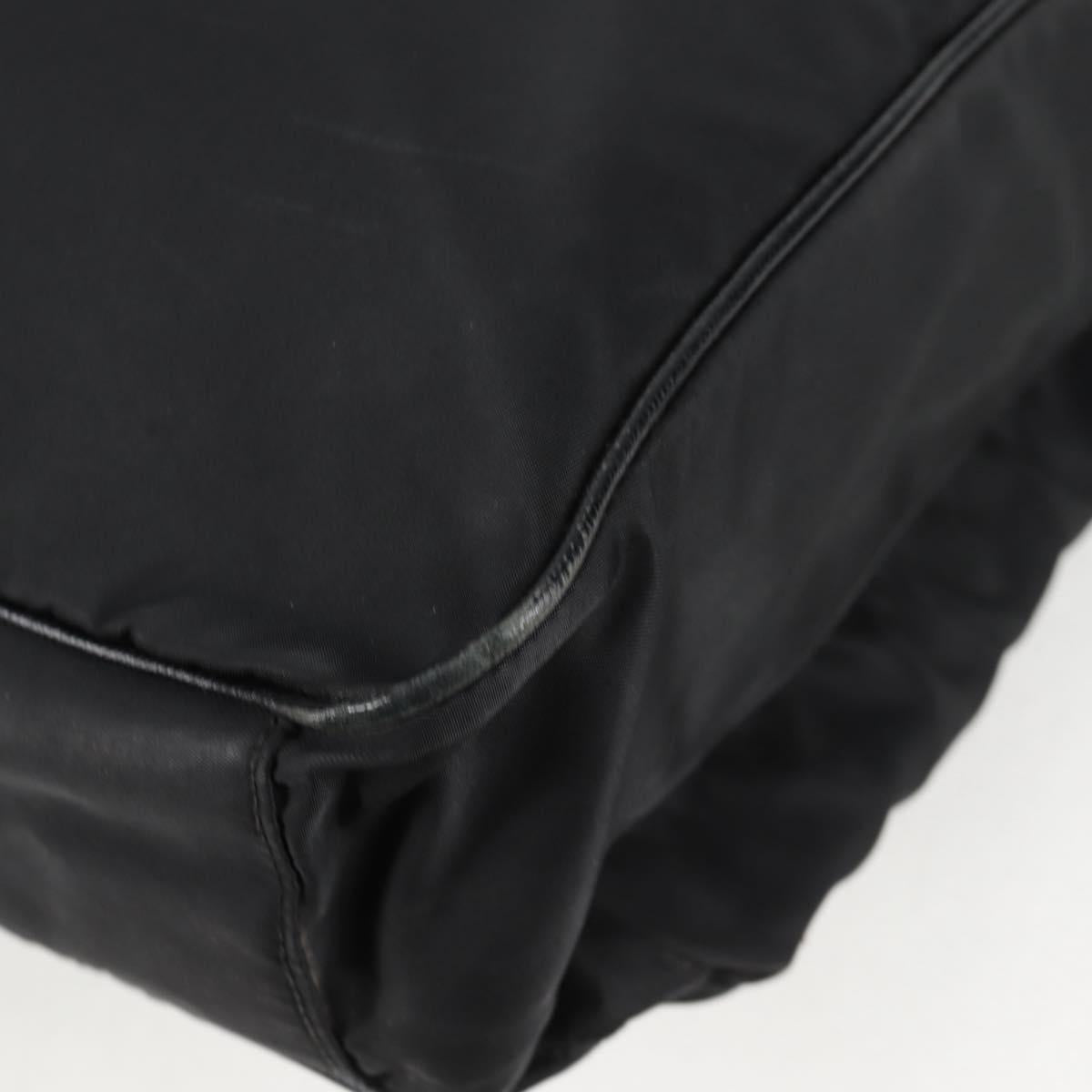 PRADA Tote Bag Nylon Black Silver Auth ki5831