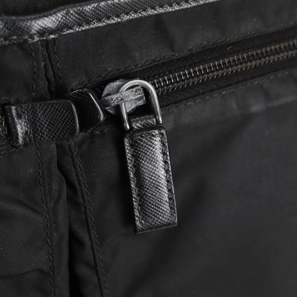 PRADA Tote Bag Nylon Black Silver Auth ki5831