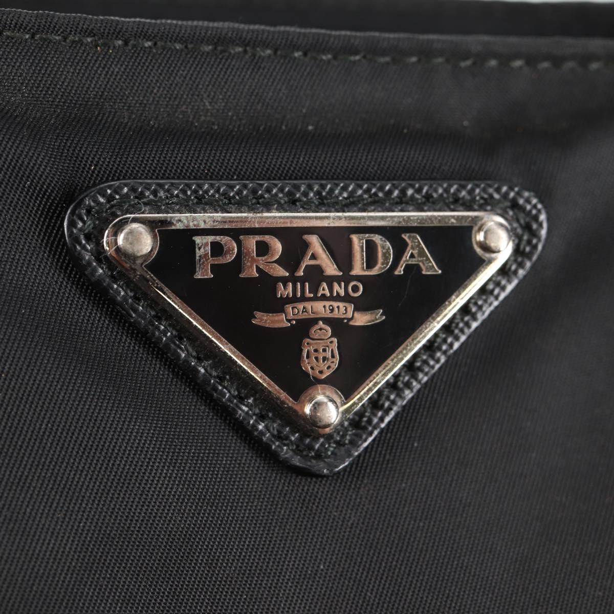 PRADA Tote Bag Nylon Black Silver Auth ki5831