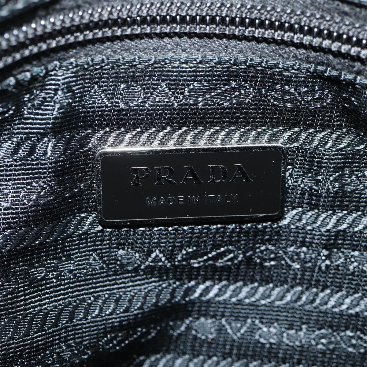 PRADA Tote Bag Nylon Black Silver Auth ki5831