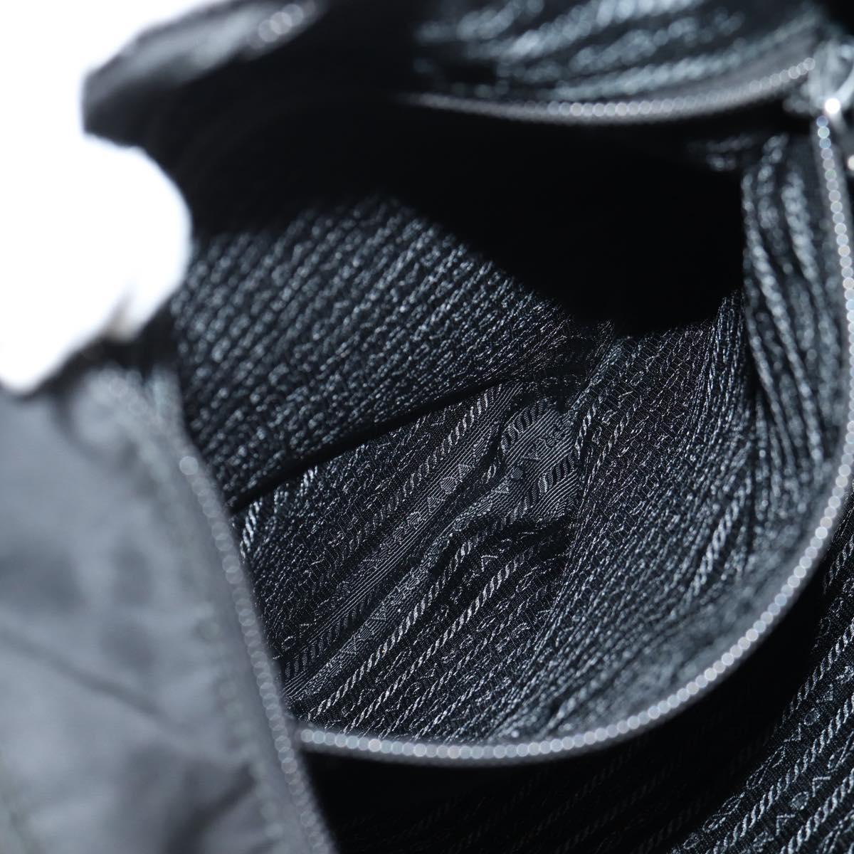 PRADA Tote Bag Nylon Black Silver Auth ki5831