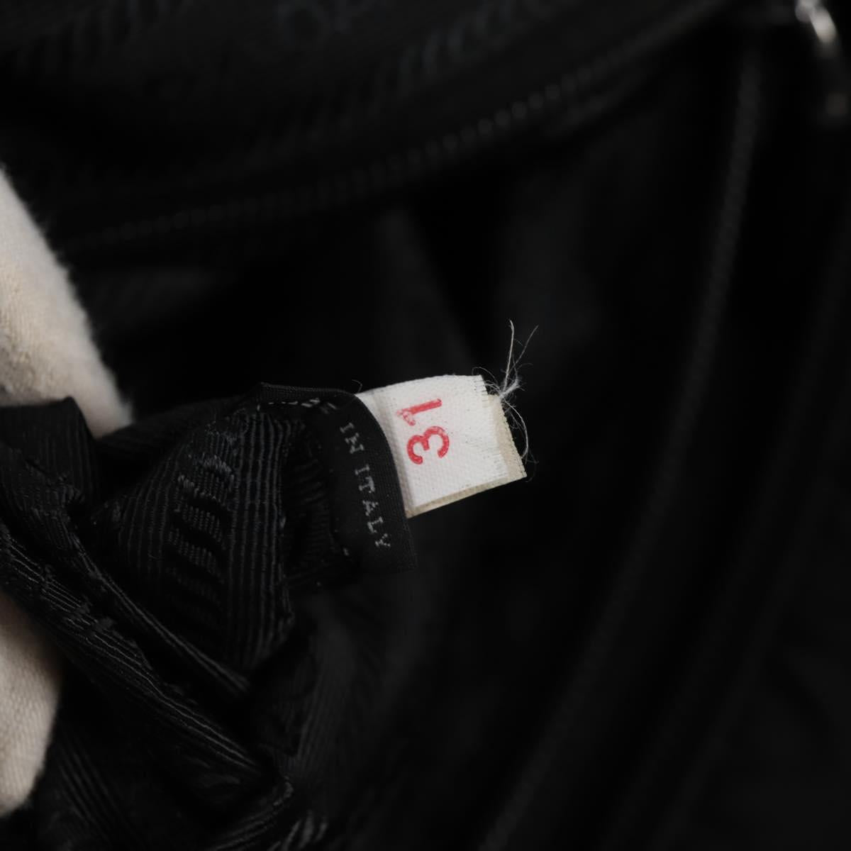 PRADA Tote Bag Nylon Black Silver Auth ki5831