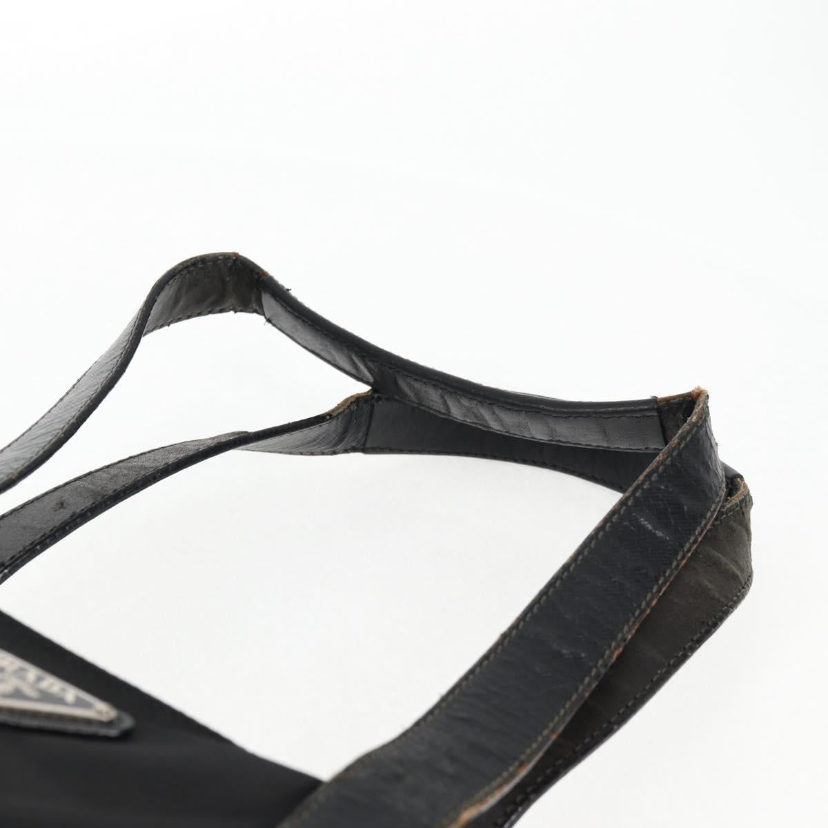 PRADA Tote Bag Nylon Black Silver Auth ki5831