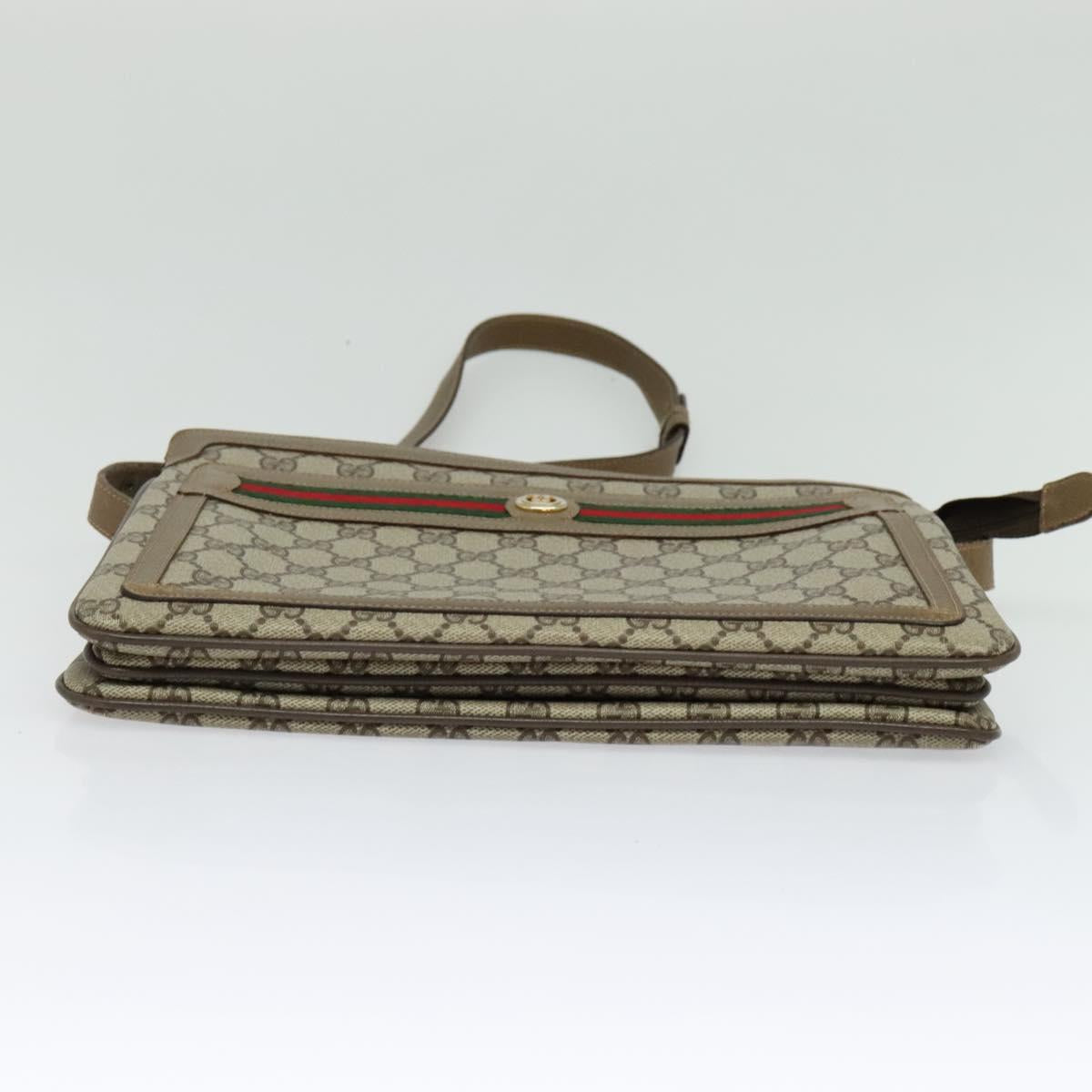 GUCCI GG Supreme Web Sherry Line Shoulder Bag PVC Beige 41 02 090 Auth ki5836
