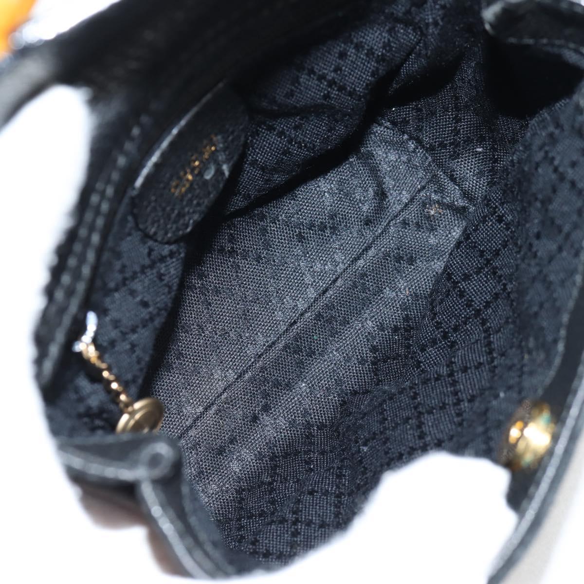 GUCCI Bamboo Hand Bag Suede 2way Black Gold 007 1793 0238 Auth ki5837