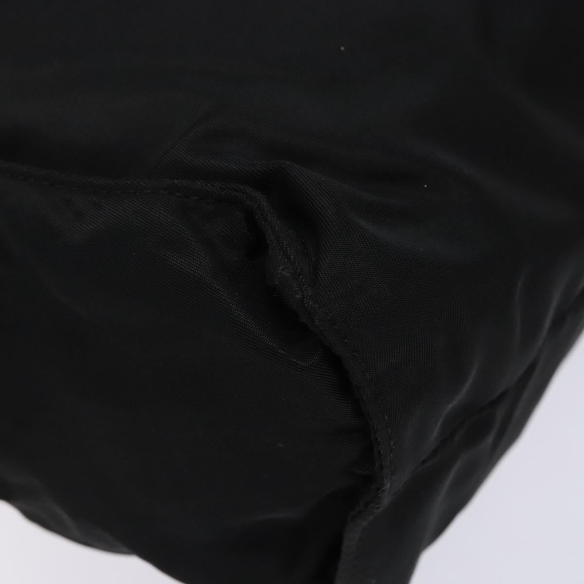 PRADA Tote Bag Nylon Leather Black Silver Auth ki5841