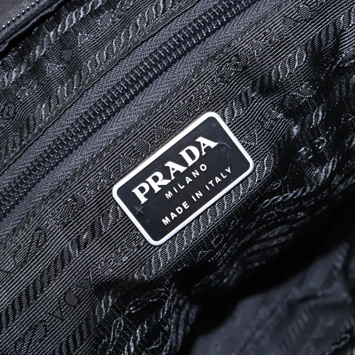 PRADA Tote Bag Nylon Leather Black Silver Auth ki5841