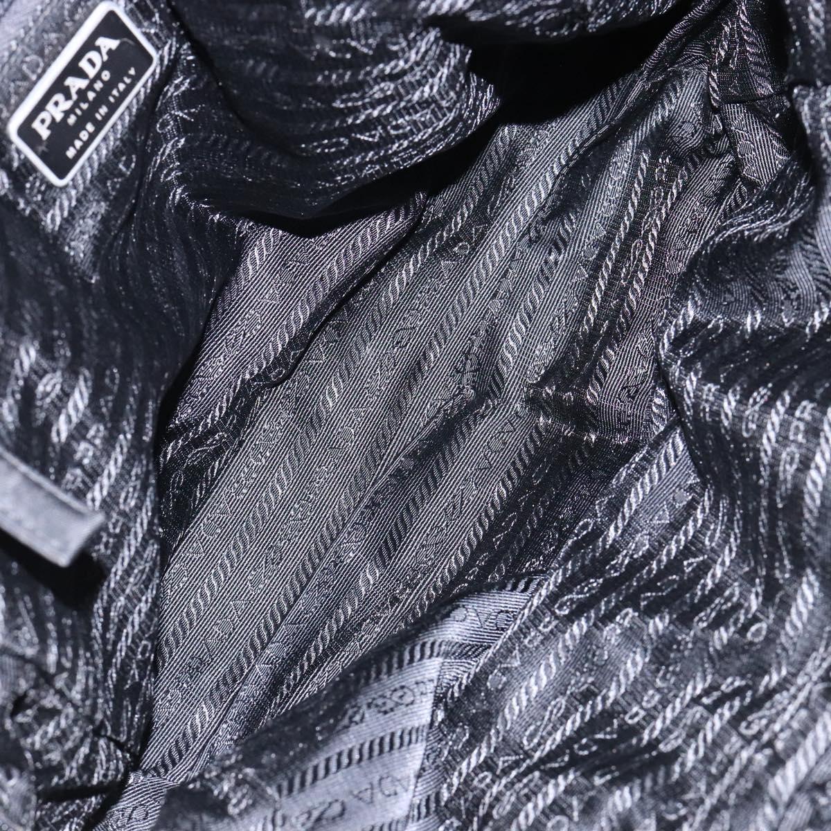 PRADA Tote Bag Nylon Leather Black Silver Auth ki5841