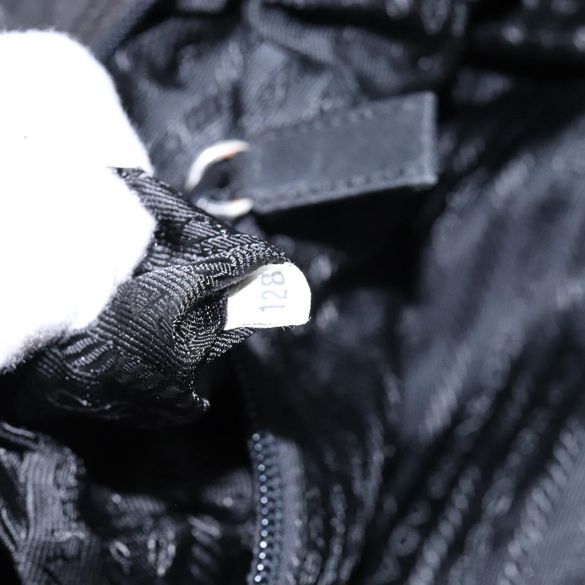 PRADA Tote Bag Nylon Leather Black Silver Auth ki5841