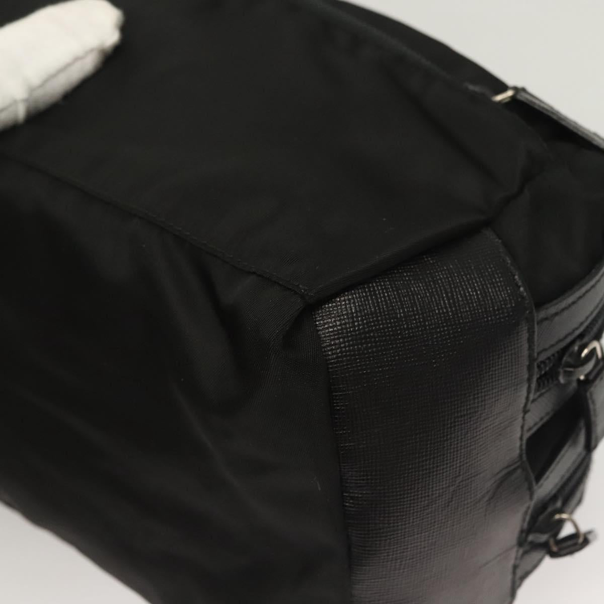 PRADA Clutch Bag Nylon Leather Black Silver Auth ki5843