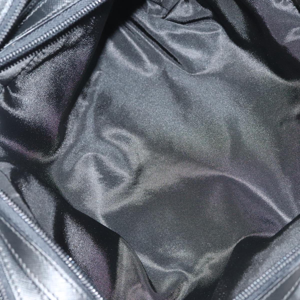 PRADA Clutch Bag Nylon Leather Black Silver Auth ki5843