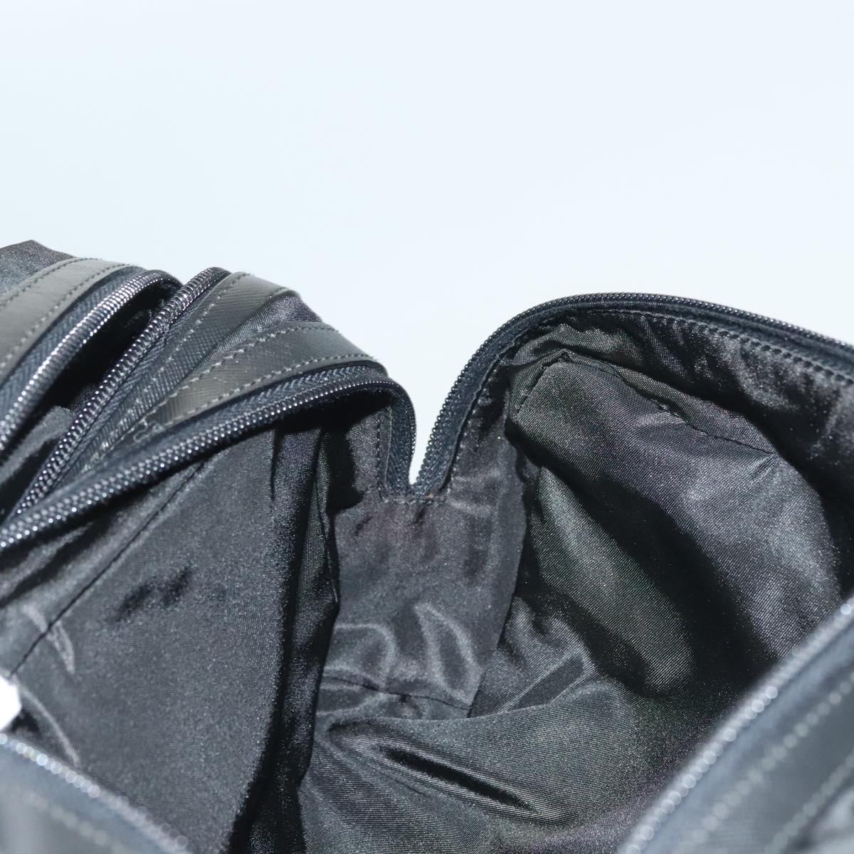 PRADA Clutch Bag Nylon Leather Black Silver Auth ki5843