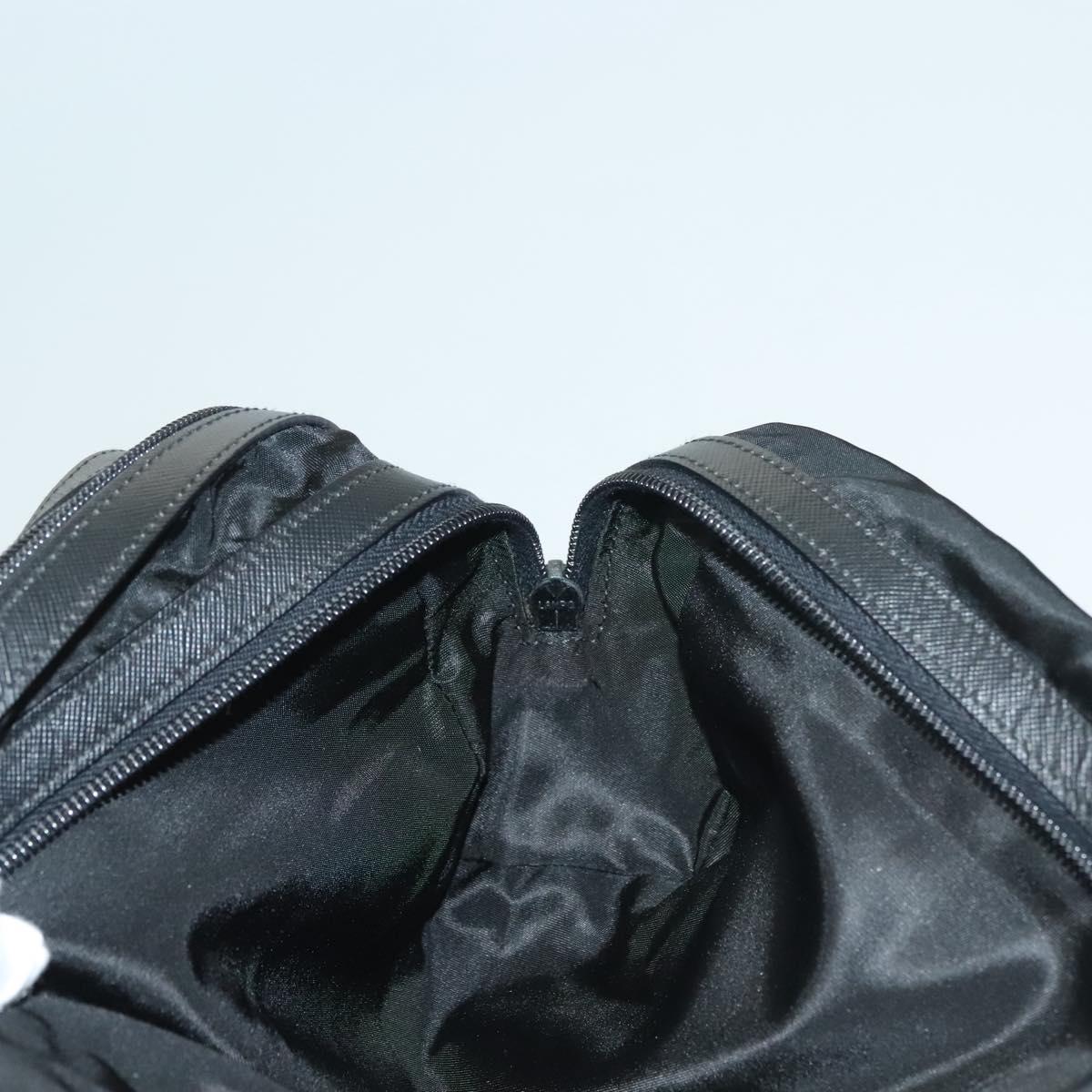 PRADA Clutch Bag Nylon Leather Black Silver Auth ki5843