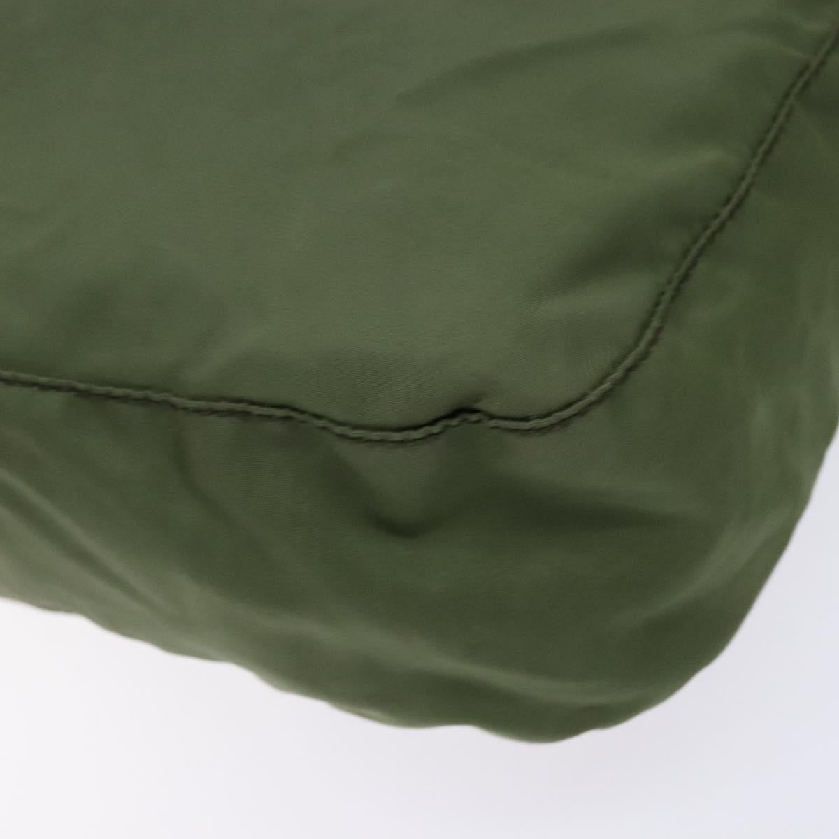 PRADA Shoulder Bag Nylon Khaki Silver Auth ki5844