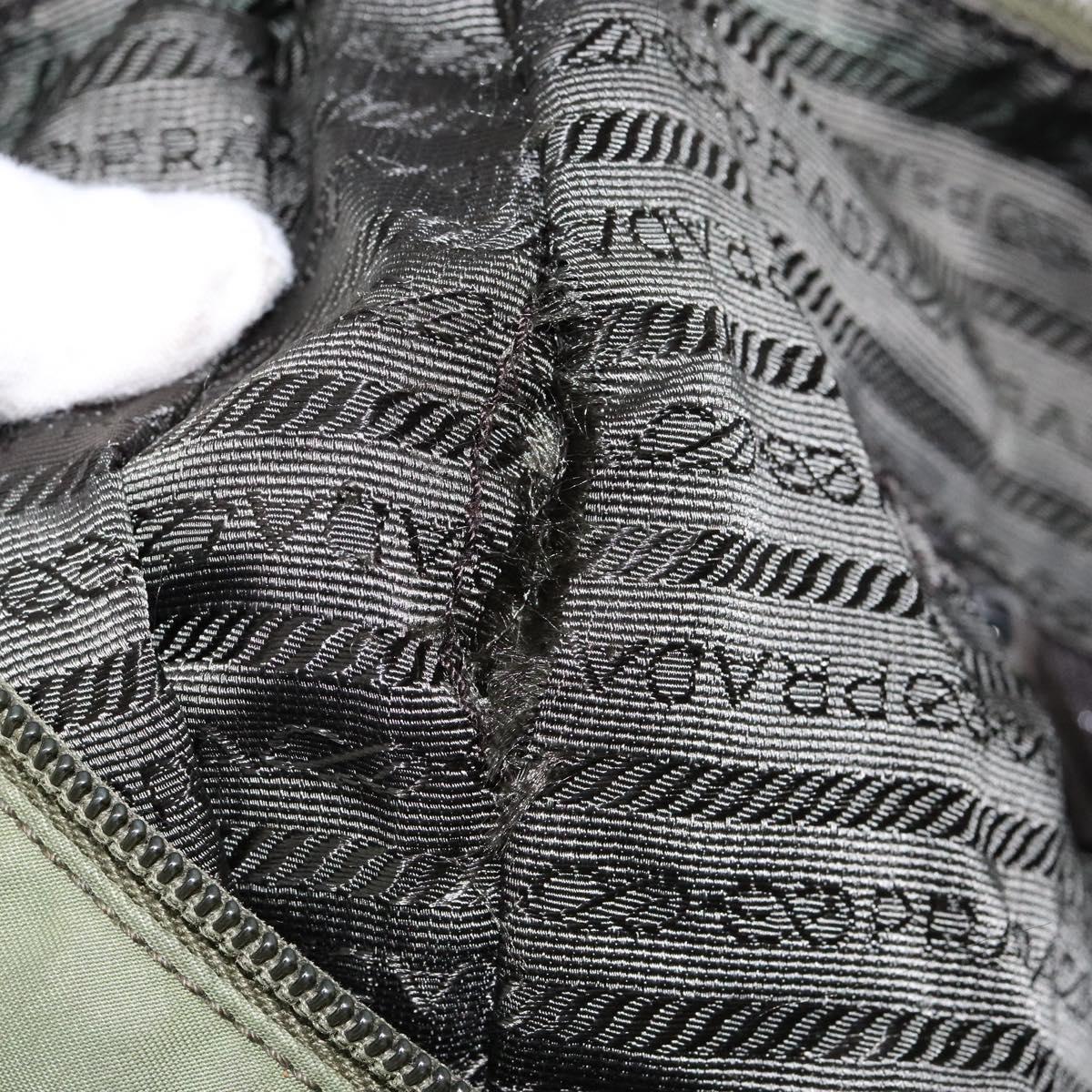 PRADA Shoulder Bag Nylon Khaki Silver Auth ki5844
