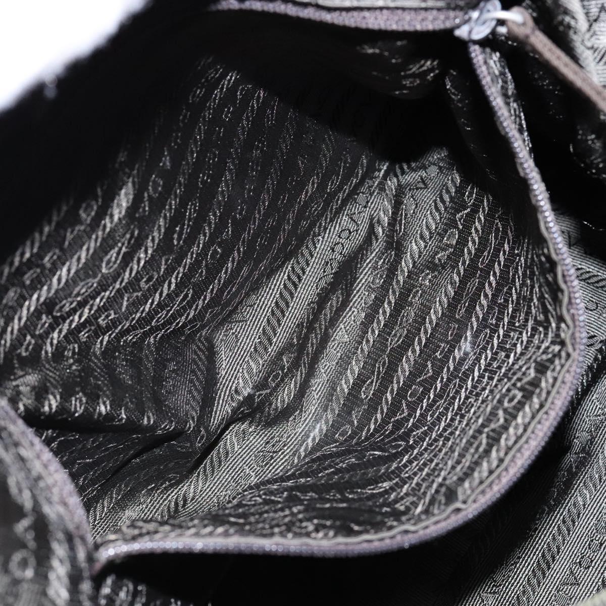 PRADA Shoulder Bag Nylon Khaki Silver Auth ki5844