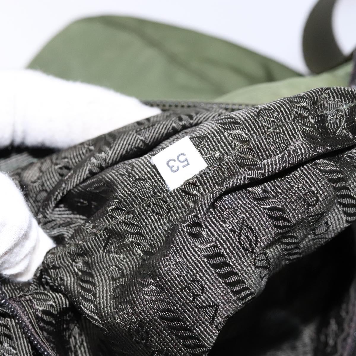 PRADA Shoulder Bag Nylon Khaki Silver Auth ki5844