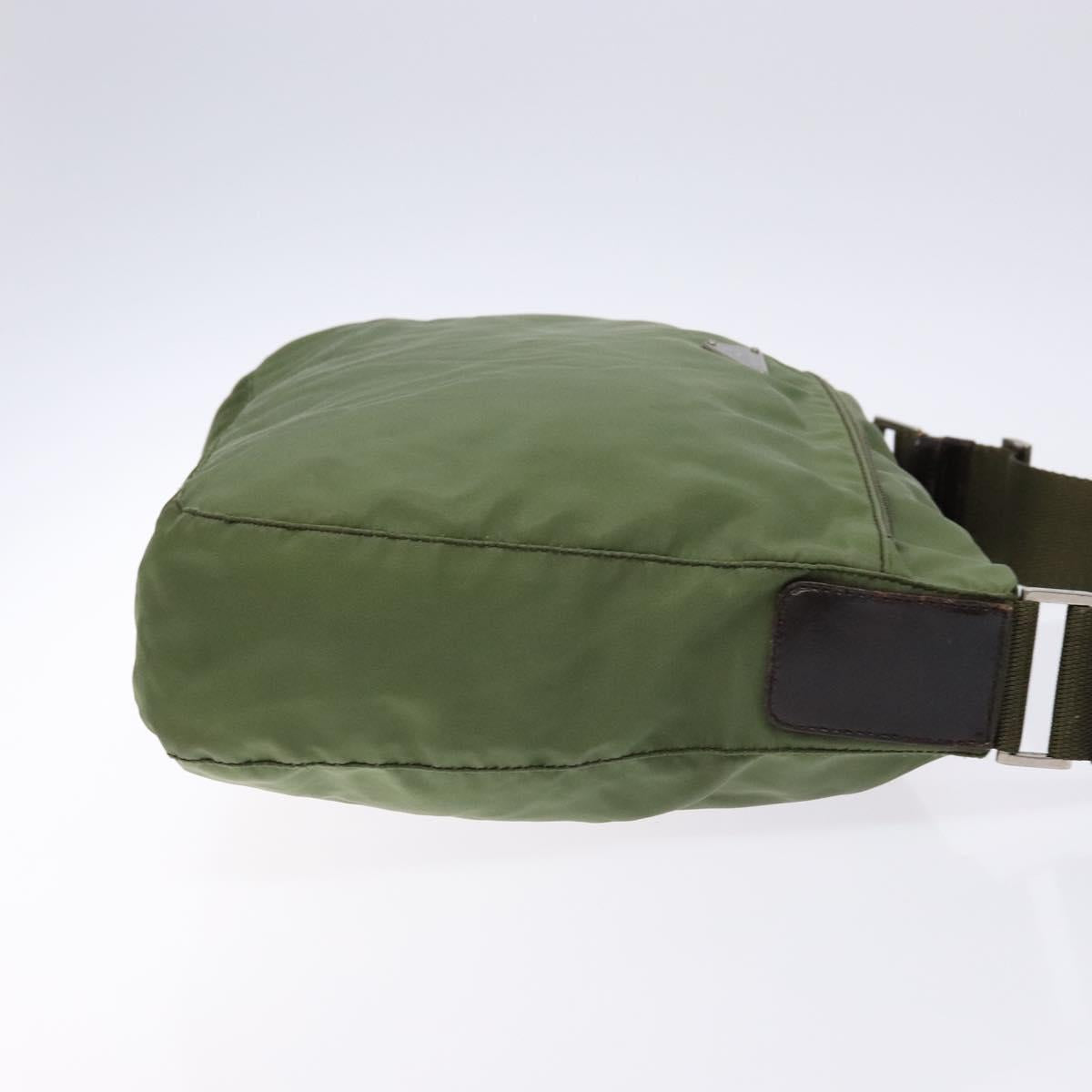 PRADA Shoulder Bag Nylon Khaki Silver Auth ki5844
