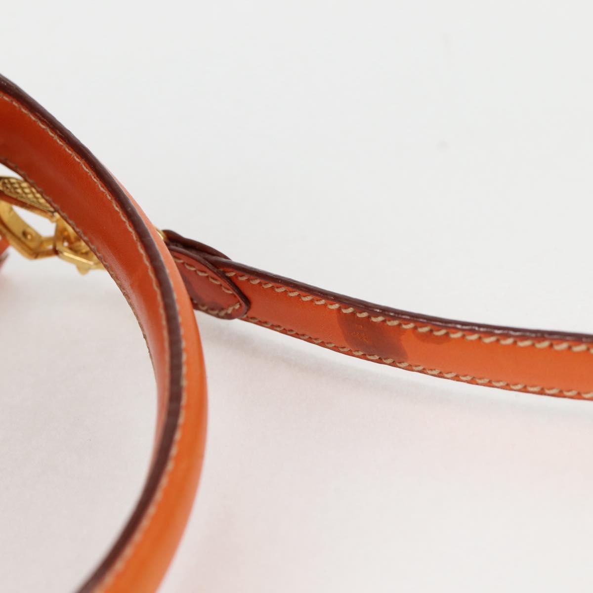 PRADA Shoulder Bag Leather 2way Orange Gold Auth ki5845