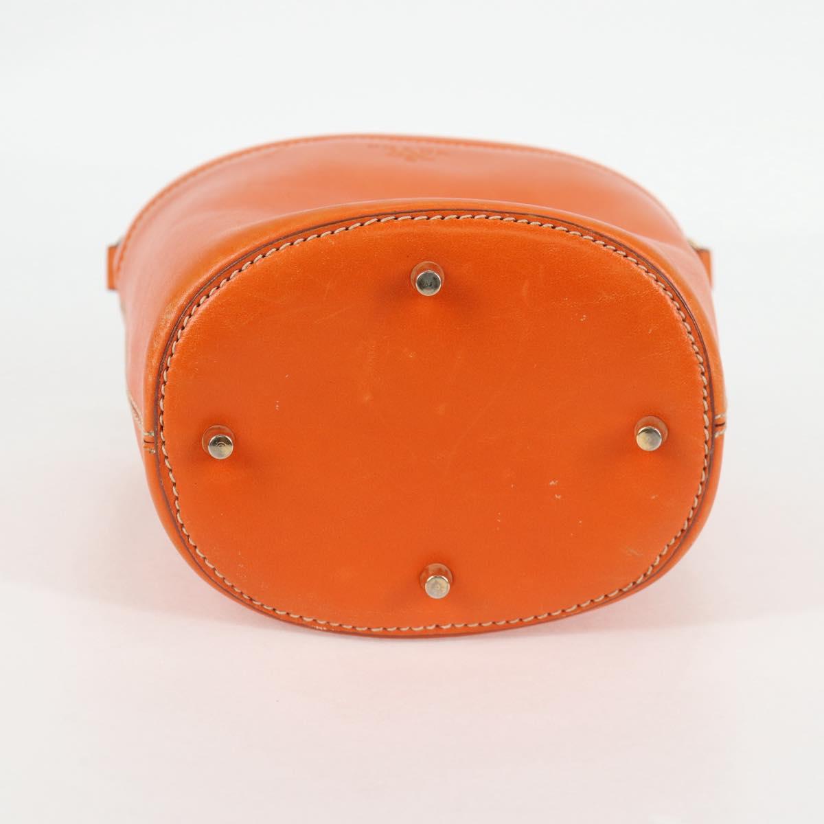 PRADA Shoulder Bag Leather 2way Orange Gold Auth ki5845