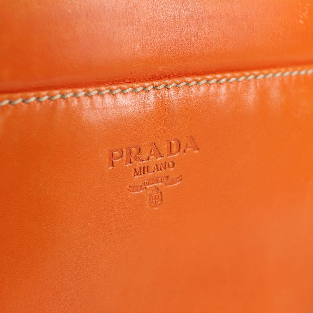 PRADA Shoulder Bag Leather 2way Orange Gold Auth ki5845
