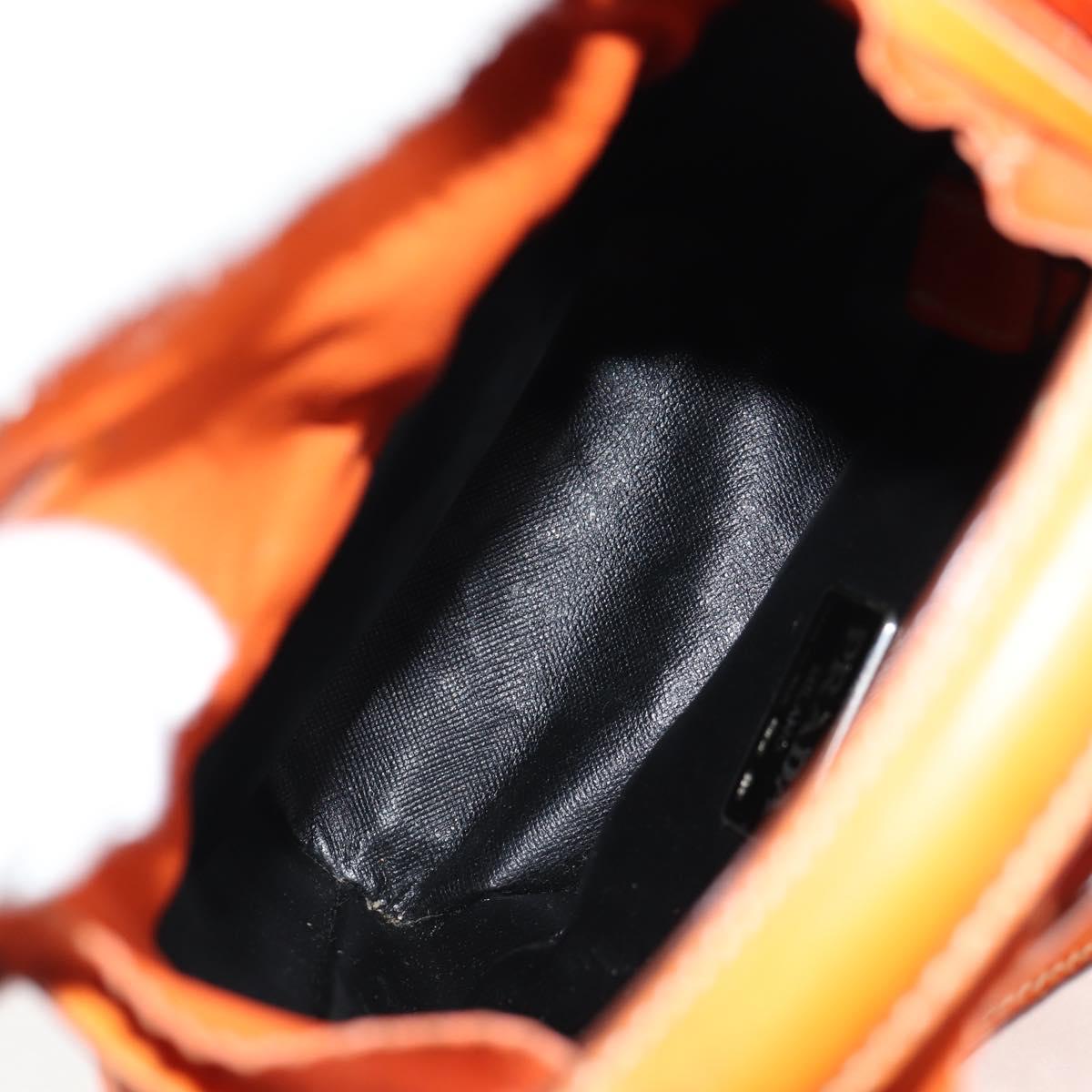 PRADA Shoulder Bag Leather 2way Orange Gold Auth ki5845
