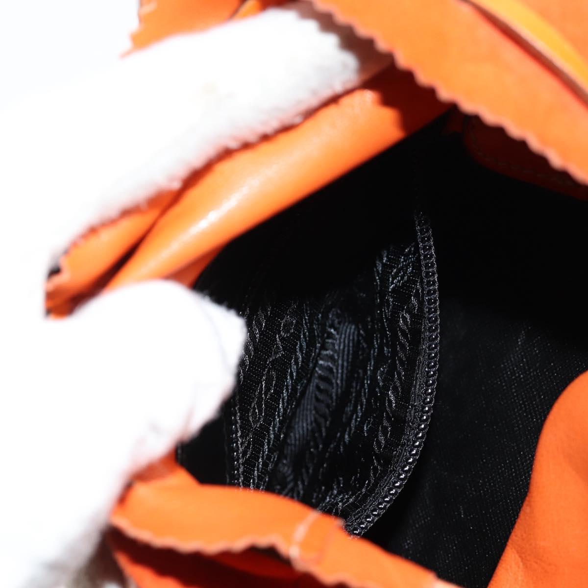 PRADA Shoulder Bag Leather 2way Orange Gold Auth ki5845