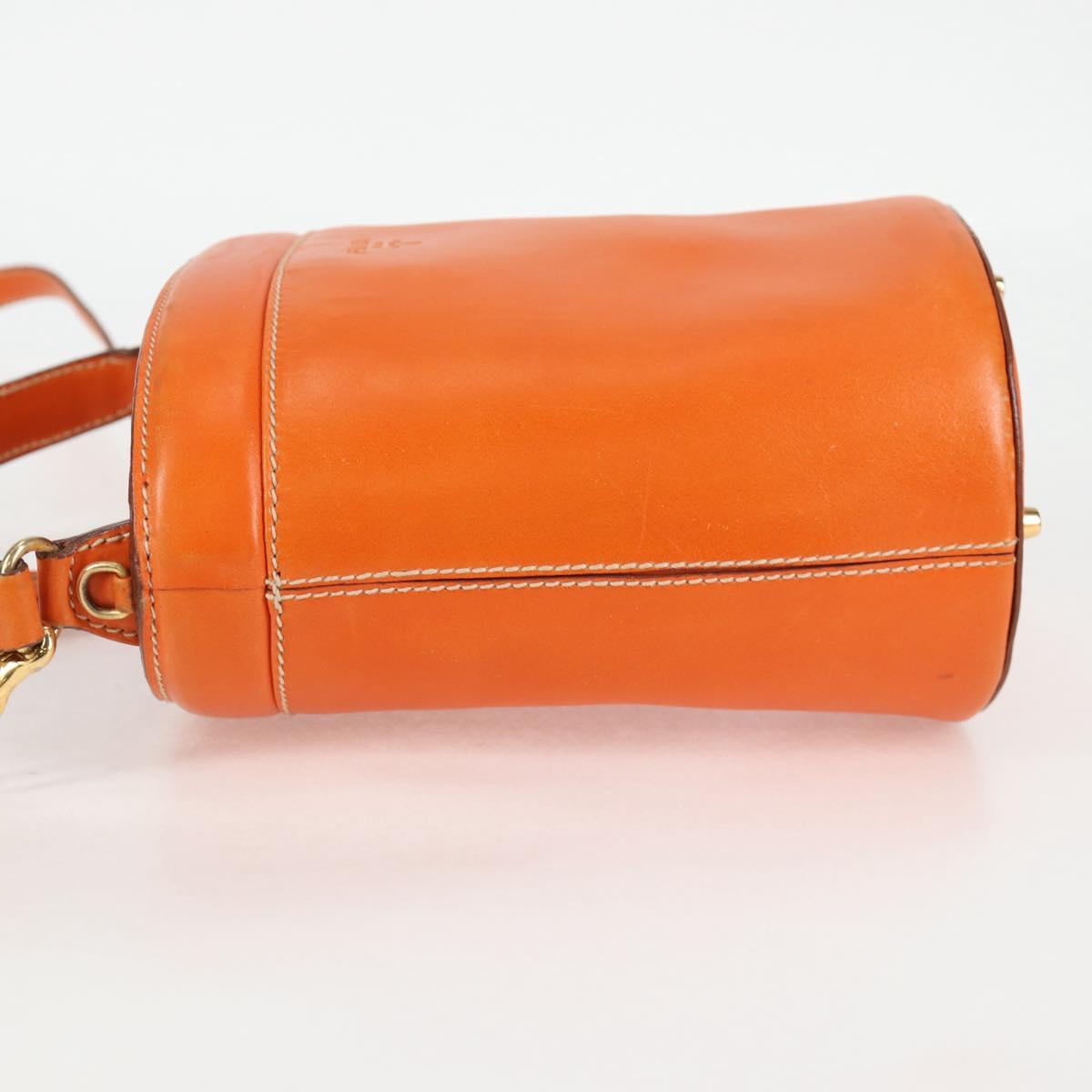 PRADA Shoulder Bag Leather 2way Orange Gold Auth ki5845