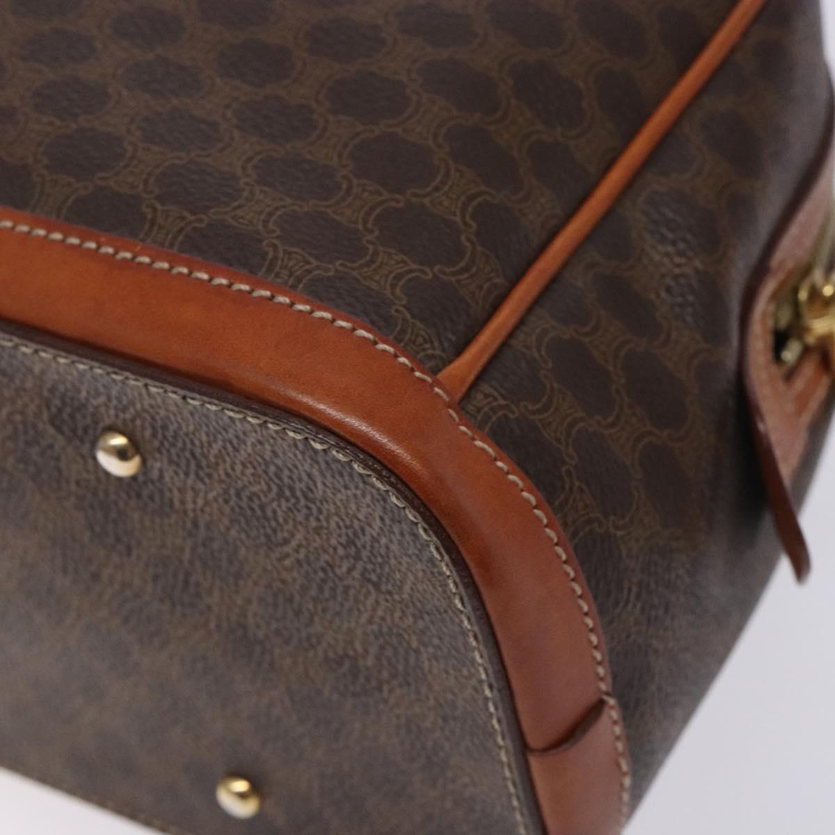 CELINE Macadam Canvas Hand Bag PVC Leather Brown Gold Auth ki5869