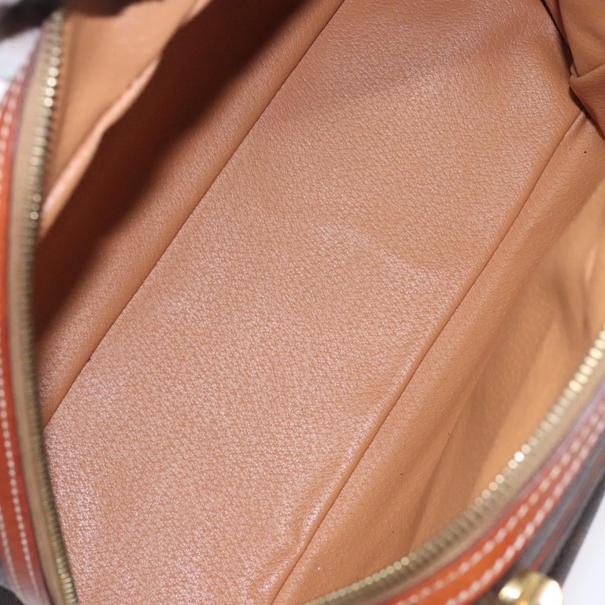 CELINE Macadam Canvas Hand Bag PVC Leather Brown Gold Auth ki5869