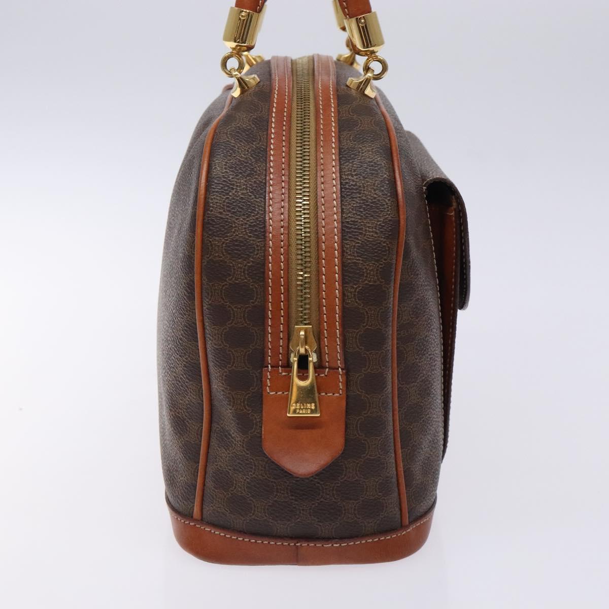 CELINE Macadam Canvas Hand Bag PVC Leather Brown Gold Auth ki5869