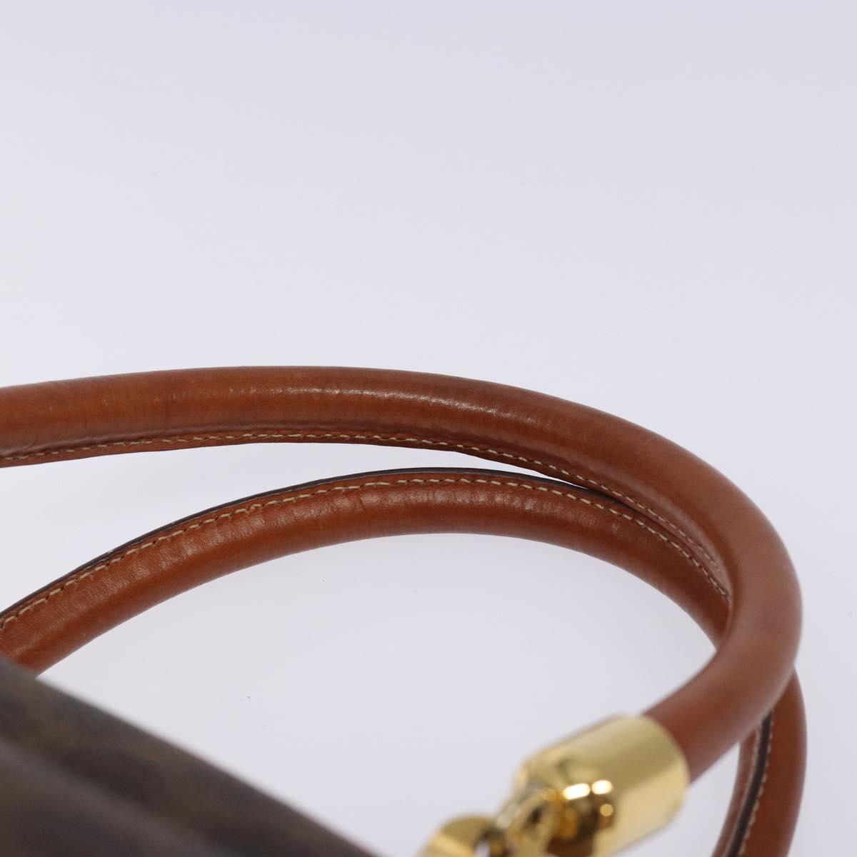 CELINE Macadam Canvas Hand Bag PVC Leather Brown Gold Auth ki5869