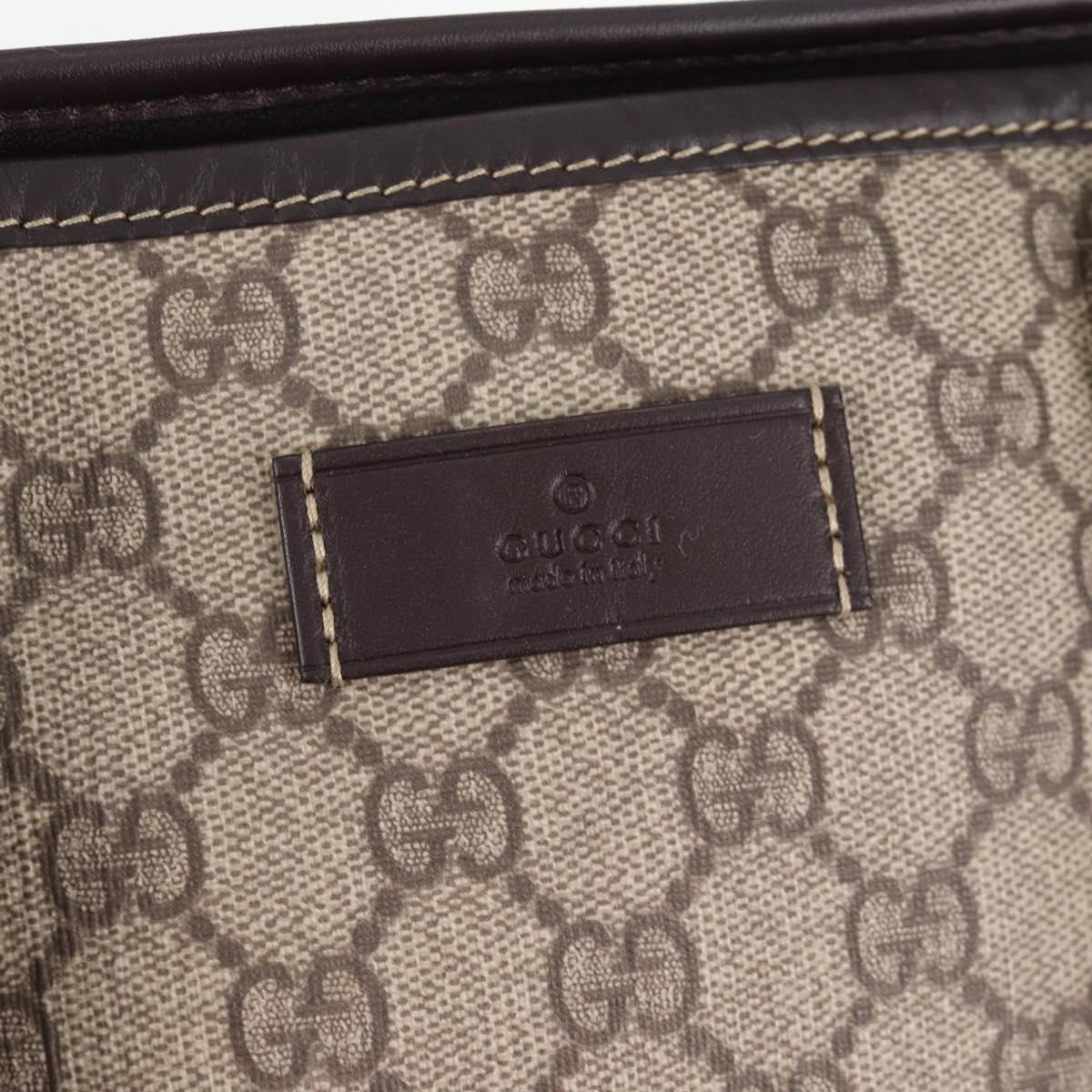 GUCCI GG Supreme Tote Bag PVC Brown Gold 201482 Auth ki5870V