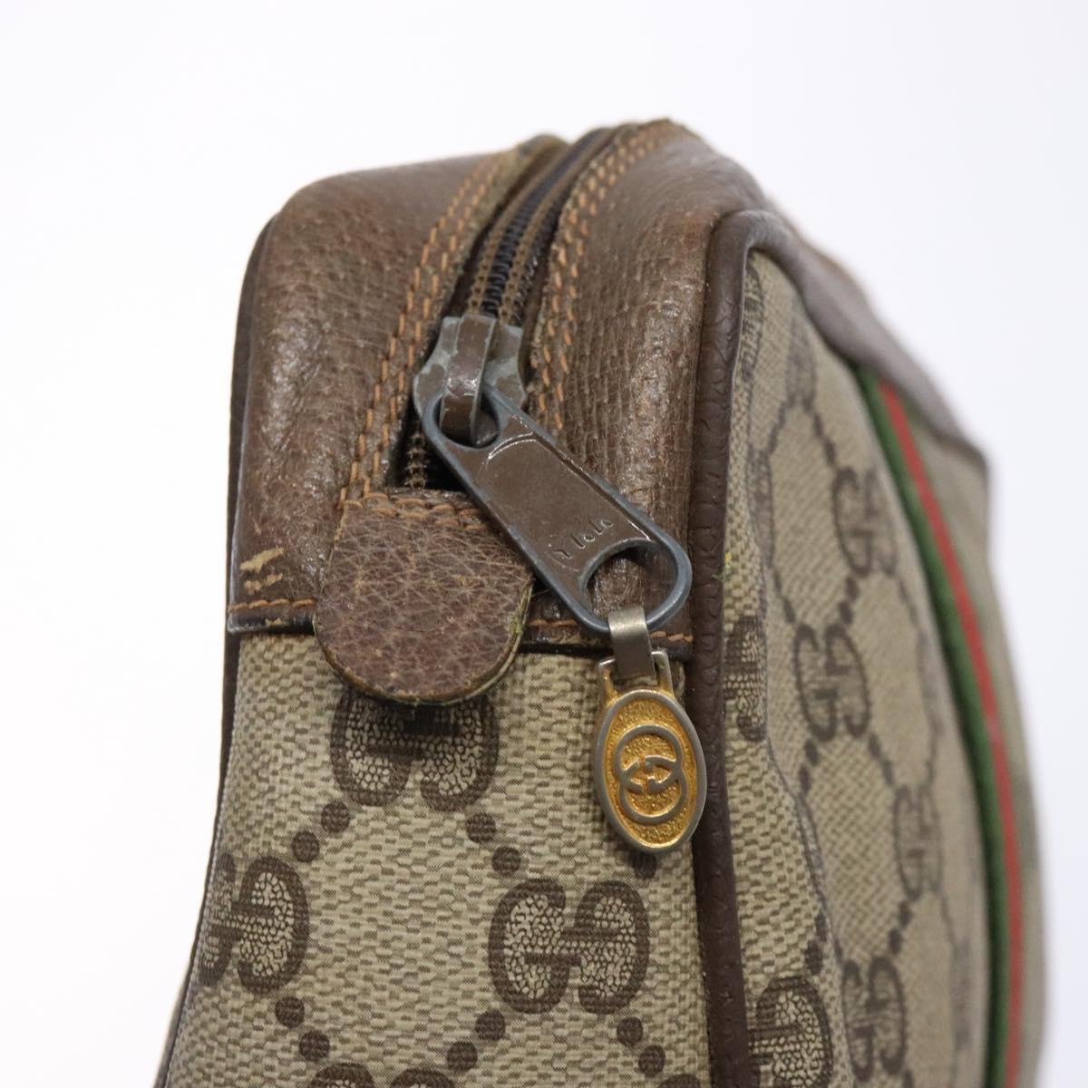 GUCCI GG Supreme Web Sherry Line Clutch Bag PVC Beige Red 89 01 012 Auth ki5874
