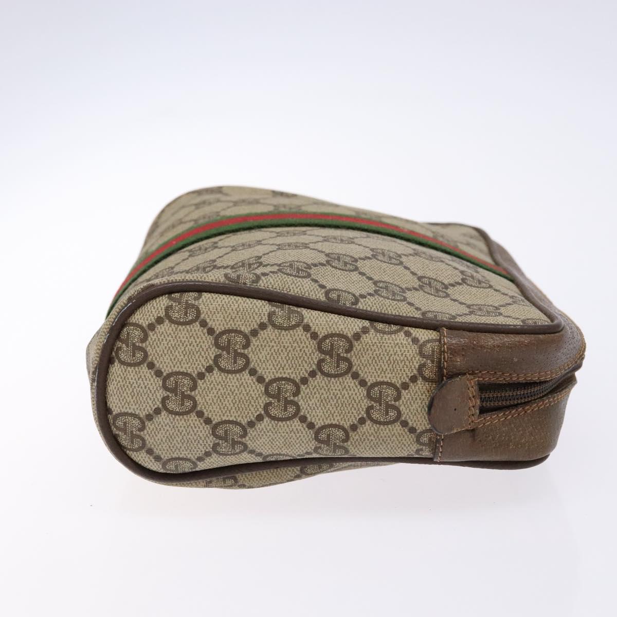 GUCCI GG Supreme Web Sherry Line Clutch Bag PVC Beige Red 89 01 012 Auth ki5874