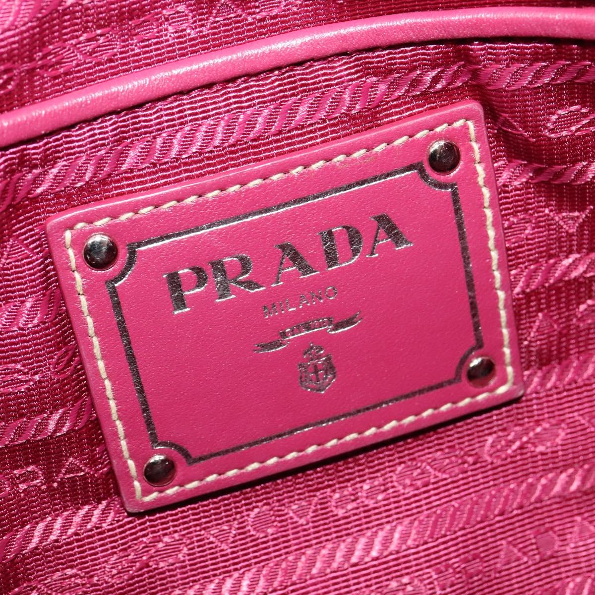 PRADA Tote Bag Nylon 2way Pink Silver Auth ki5875