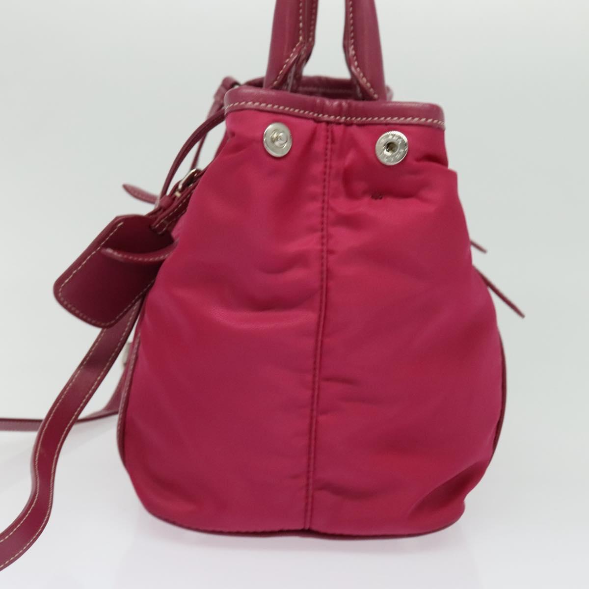 PRADA Tote Bag Nylon 2way Pink Silver Auth ki5875