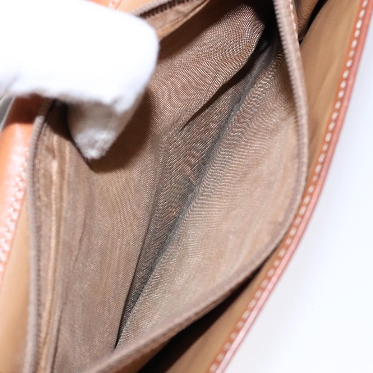 CELINE Macadam Canvas Shoulder Bag PVC Leather Brown Gold Auth ki5877