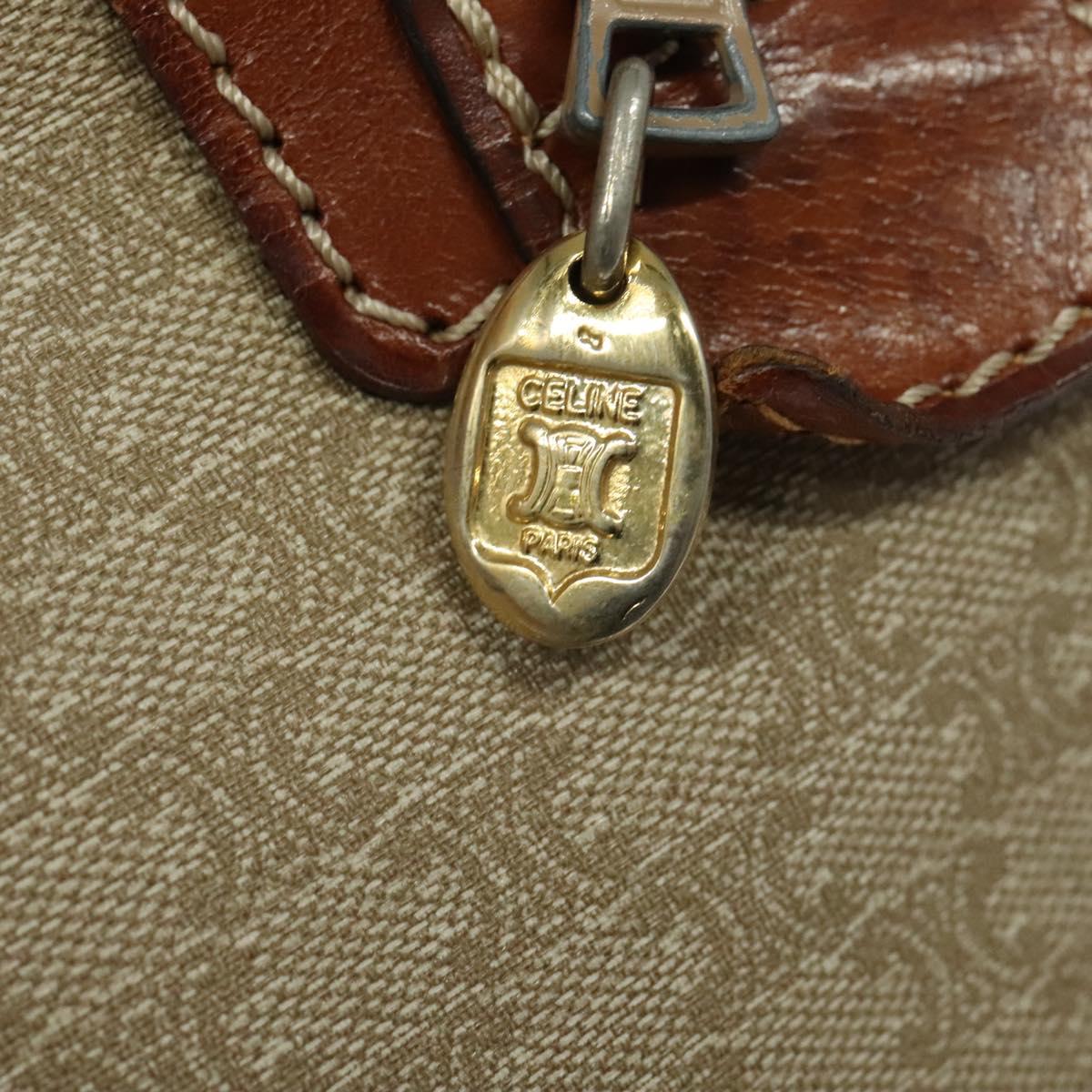 CELINE Macadam Canvas Boston Bag PVC Beige Gold Auth ki5878