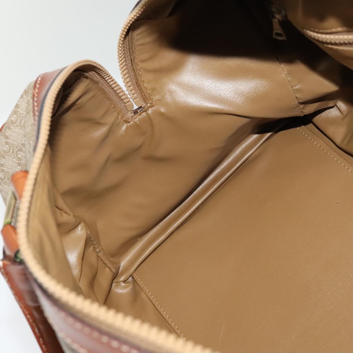 CELINE Macadam Canvas Boston Bag PVC Beige Gold Auth ki5878